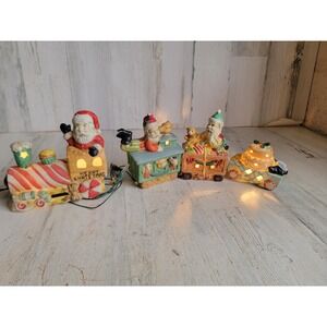 Train AS IS Merry Xmas train vintage Santa Claus elf candy unique decor figure